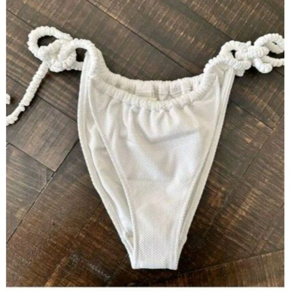 Aerie White Bikini Size XL Waist Crinkle Side Tie NWT